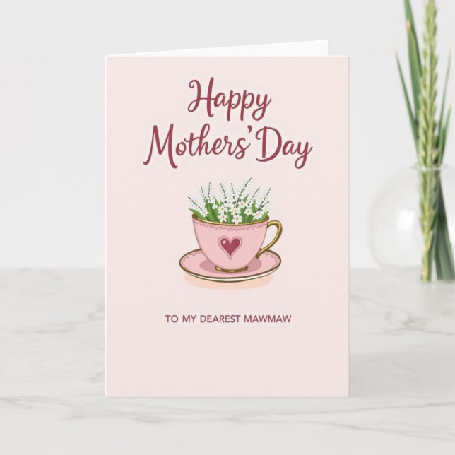 Dearest Mawmaw Teacup Roses Card (Front)