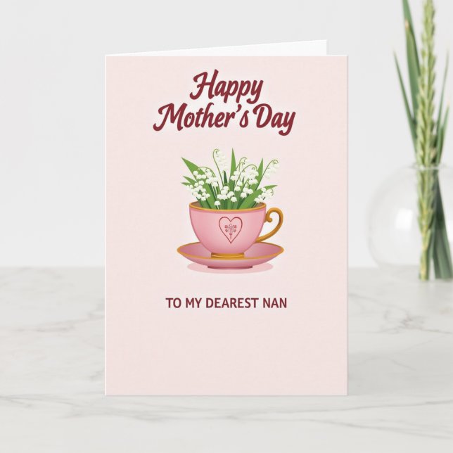 Dearest Nan Teacup Flower Card (Front)