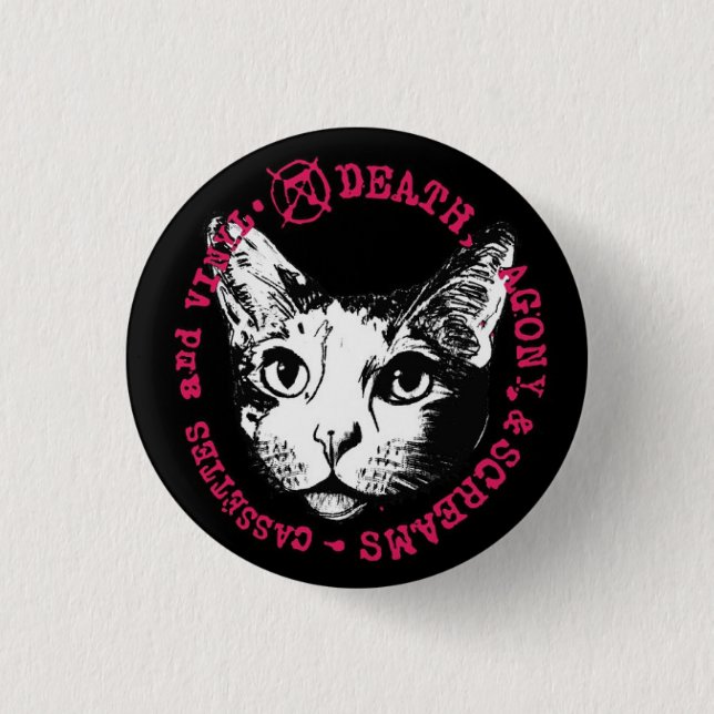 Death, Agony, & Screams Cassettes and Vinyl Button (Front)