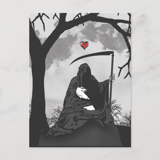 DEATH AND HIS BUNNY POSTCARD (Front)