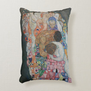 Death and Life by Gustav Klimt Vintage Art Nouveau Accent Pillow