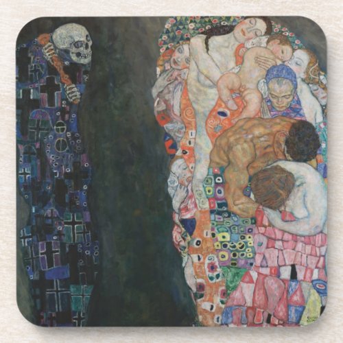 Death and Life by Gustav Klimt Vintage Art Nouveau Beverage Coaster