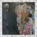 Death and Life by Gustav Klimt Vintage Art Nouveau Jigsaw Puzzle<br><div class="desc">Death and Life (1908) by Gustav Klimt is a vintage Victorian Era Symbolism fine art painting featuring two separate parts, Life and Death. On the left death is depicted by a classic grim reaper with a grinning skull, covered in a dark robe adorned with a religious cross. On the right...</div>
