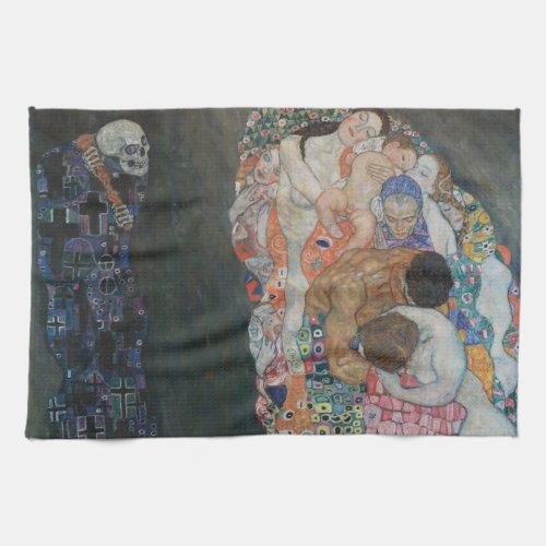 Death and Life by Gustav Klimt Vintage Art Nouveau Kitchen Towel