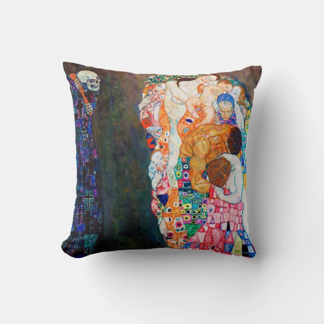 Death and Life, Gustav Klimt Throw Pillow (Front)