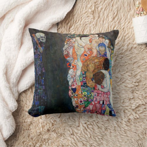Death and Life  Gustav Klimt  Throw Pillow