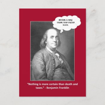Death And Taxes Quote Funny Play On Words Postcard by marys2art at Zazzle