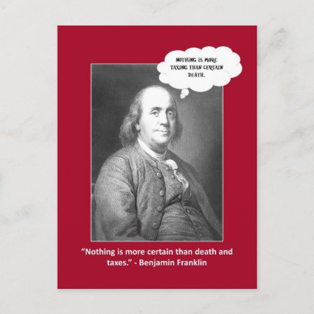 Death And Taxes Quote Funny Play On Words Postcard