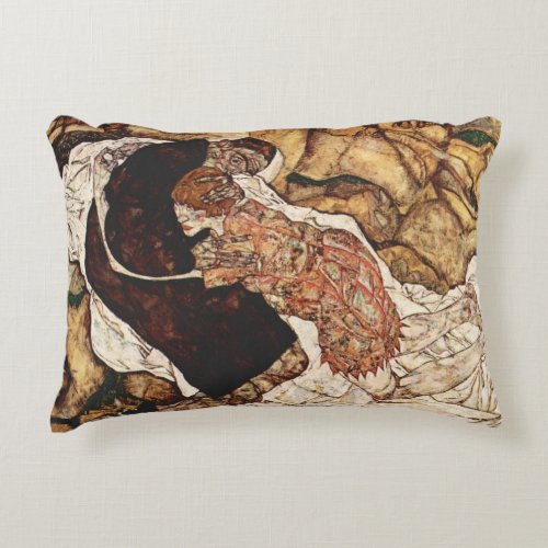Death And The Maiden by Egon Schiele Accent Pillow