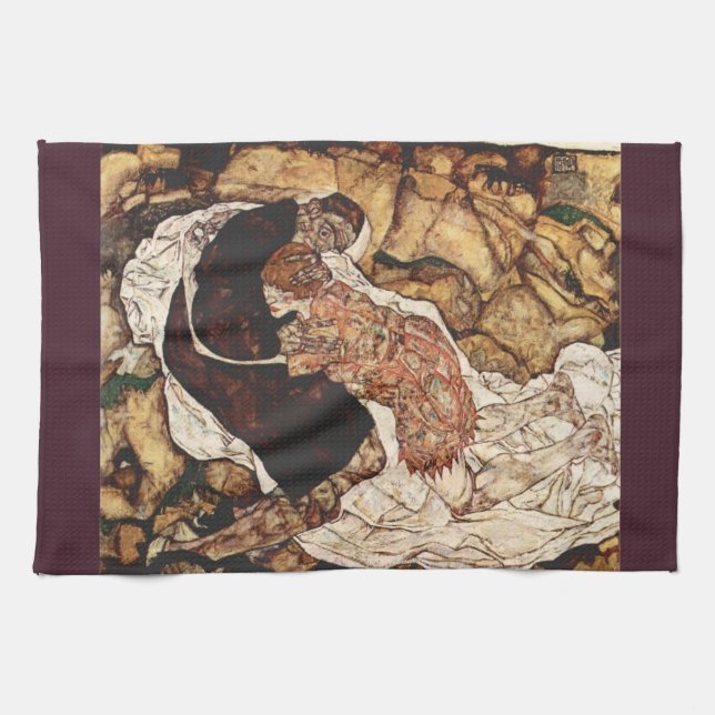 Death And The Maiden by Egon Schiele Kitchen Towel (Horizontal)