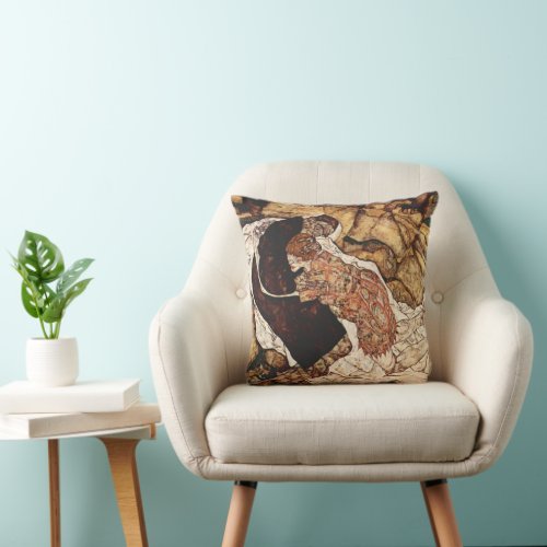 Death And The Maiden by Egon Schiele Throw Pillow