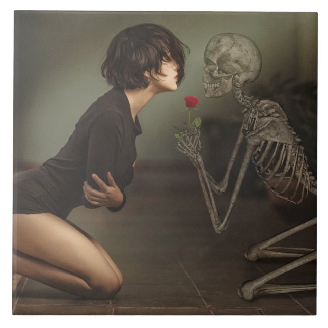 Death and the Young Woman Ceramic Tile (Front)