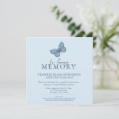 Death Anniversary blue white butterfly photo Invitation (Standing Front)
