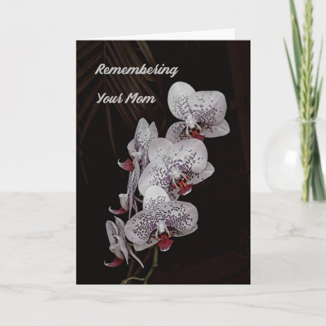 Death Anniversary Card for Mom with Orchids (Front)