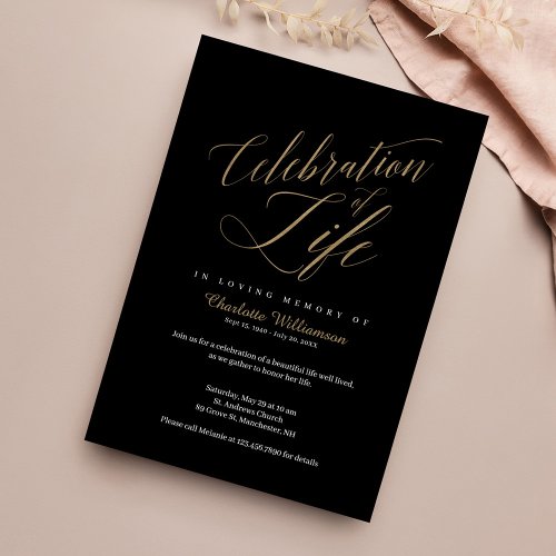 Death Anniversary Celebration of Life Calligraphy Invitation