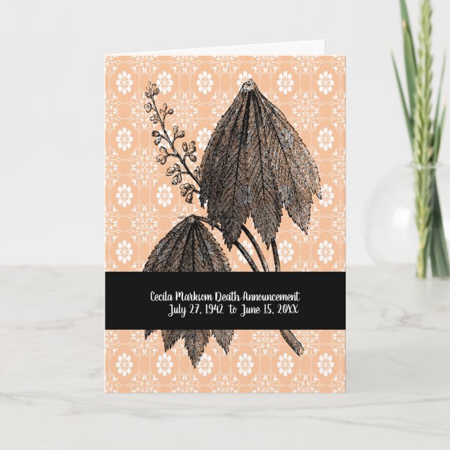 Death Announcement for Female with Umbrella Plant (Front)