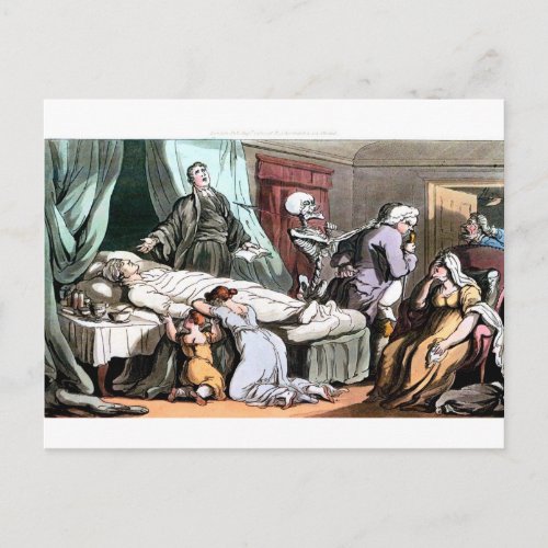 Death at the deathbed postcard