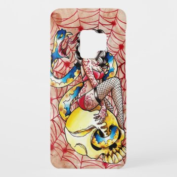 Death Becomes Her - Snake And Skull Pin Up Tattoo Case-mate Samsung Galaxy S9 Case by NeverDieArt at Zazzle