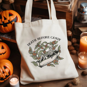 Death Before Candy Skeleton Trick or Treat Bag