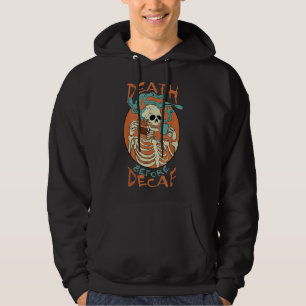 Death Before Decaf Skeleton Coffee Addict Hoodie