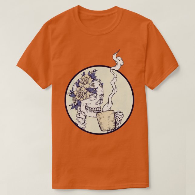 Death Before Decaf Skeleton  T-Shirt (Design Front)