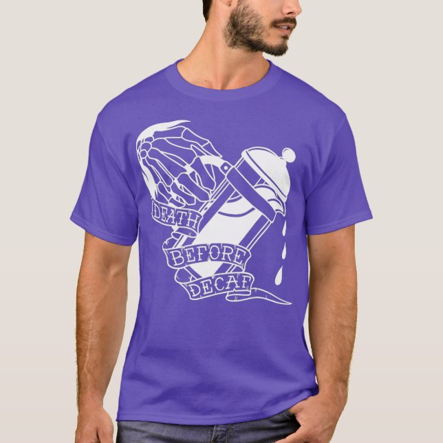 Death Before Decaf Tattoo art style Coffee T-Shirt (Front)