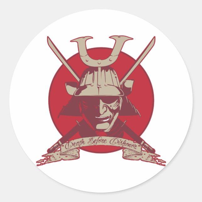 Death Before Dishonor Samurai Classic Round Sticker (Front)