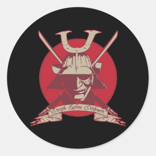 Death Before Dishonor Samurai Classic Round Sticker