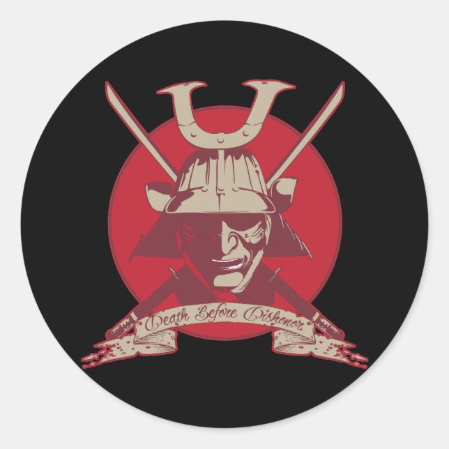 Death Before Dishonor Samurai Classic Round Sticker (Front)