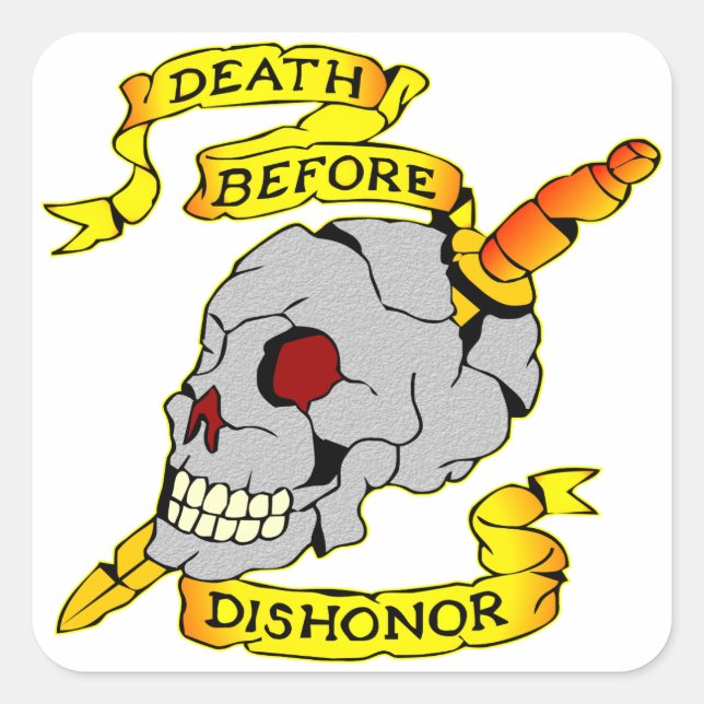Death Before Dishonor Skull & Dagger Tattoo Square Sticker (Front)