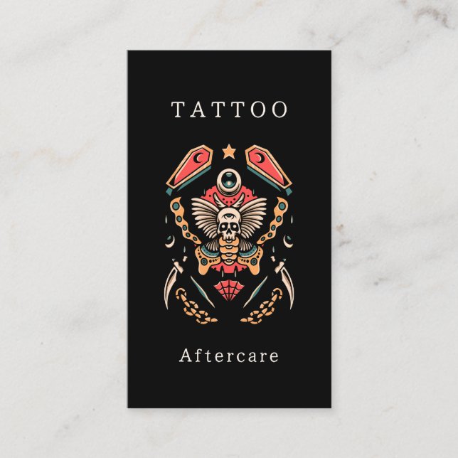 Death butterfly Tattoo Aftercare Instructions Business Card (Front)