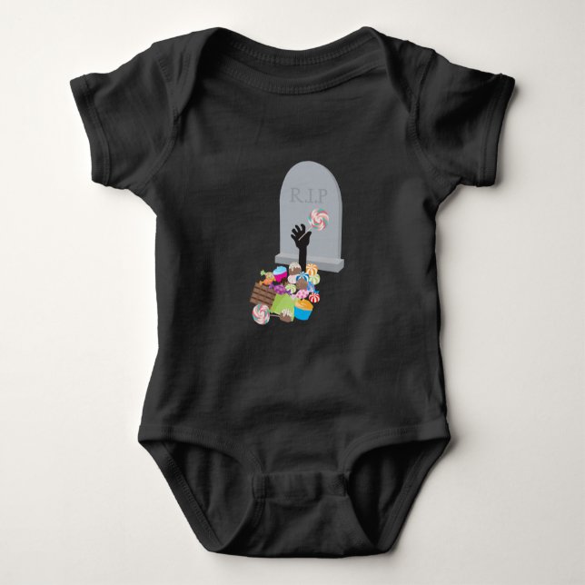 Death by Candy Halloween Design Baby Bodysuit (Front)
