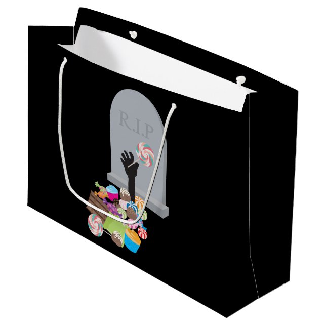 Death by Candy Halloween Design  Large Gift Bag (Front Angled)