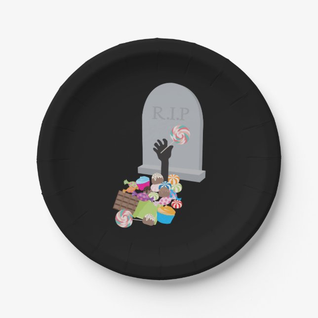 Death by Candy Halloween Design Paper Plates (Front)