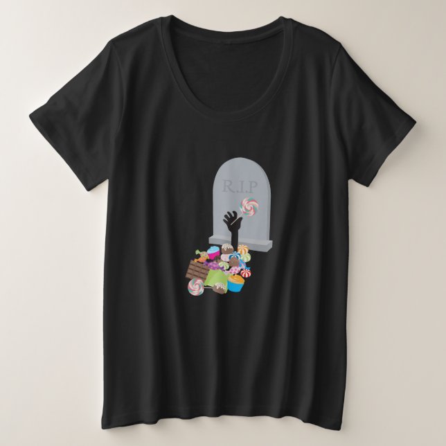 Death by Candy Halloween Design Plus Size T-Shirt (Design Front)