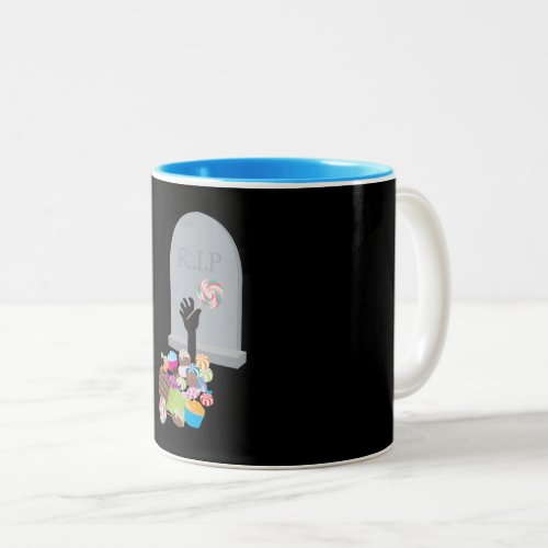 Death by Candy Halloween Design Two_Tone Coffee Mug