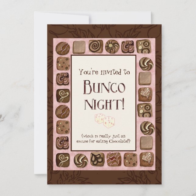 Death by Chocolate Bunco Party Bunko Invitation (Front)
