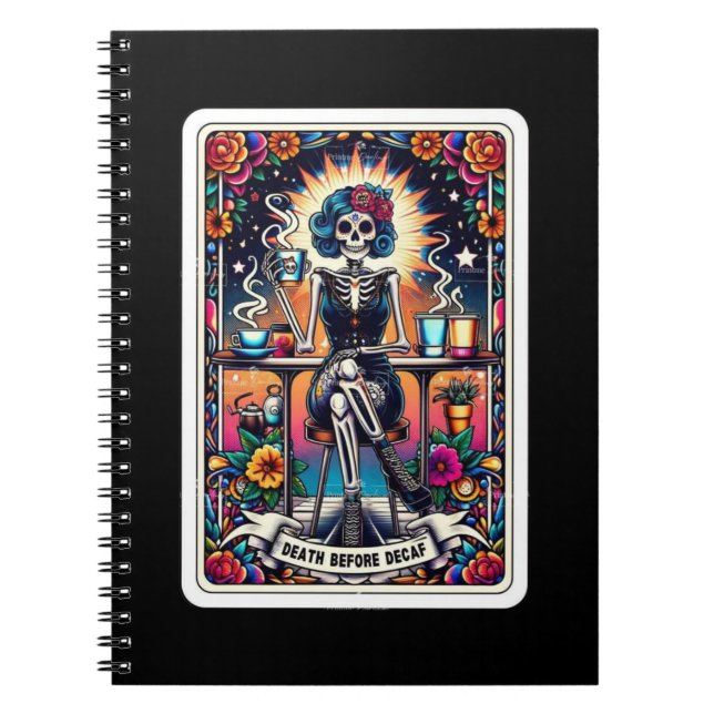 Death by Decaf Tarot Card Notebook Collection (Front)