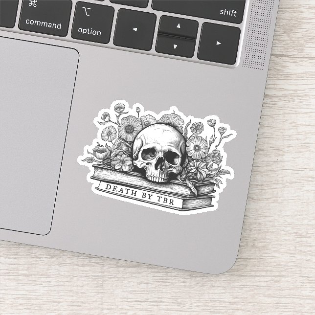 Death by tbr skull and books sticker (Detail)
