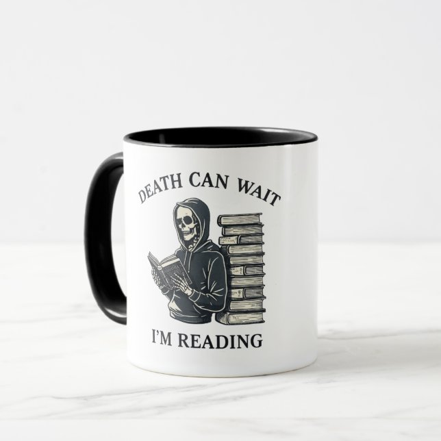 Death Can Wait I’m Reading Mug (Front Left)