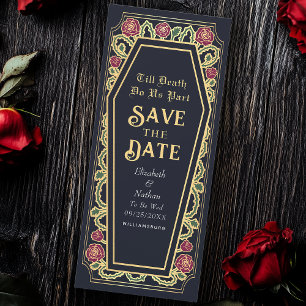 Death Do Us Part Blue Coffin Gothic Save the Date Invitation