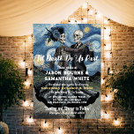 Death Do Us Part Skeleton Couple Wedding,Gothic Invitation<br><div class="desc">Embrace the eternal bond of love with our Gothic Wedding Invitation in a Van Gogh inspired stayle. This card features an enchanting design of two skeletons dancing gracefully with the haunting words, "Till Death Do Us Part." This invitation captures the dark romance and timeless commitment of a love that transcends...</div>