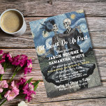 Death Do Us Part Skeleton Couple Wedding,Gothic Invitation<br><div class="desc">Embrace the eternal bond of love with our Gothic Wedding Invitation in a Van Gogh inspired stayle. This card features an enchanting design of two skeletons dancing gracefully with the haunting words, "Till Death Do Us Part." This invitation captures the dark romance and timeless commitment of a love that transcends...</div>