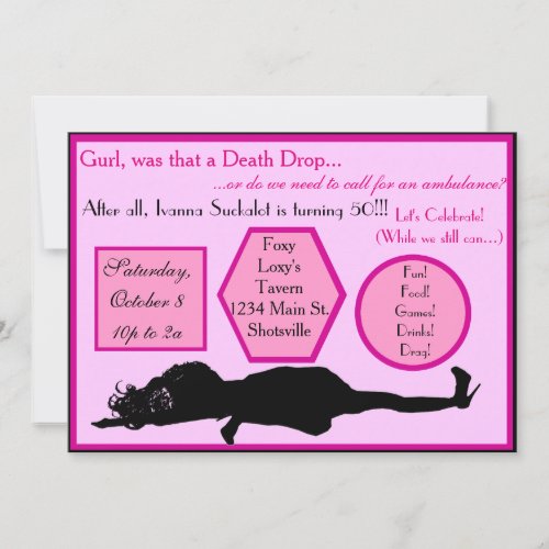 Death Drop Drag Birthday Invitations