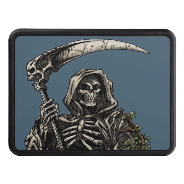 Death - Evil Skeleton Grim Reaper with Scythe Hitch Cover (Front)