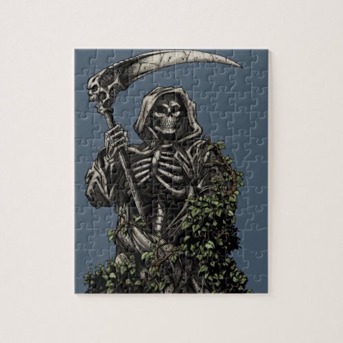 Death _ Evil Skeleton Grim Reaper with Scythe Jigsaw Puzzle