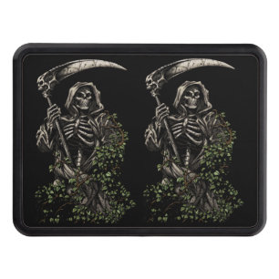 Death - Evil Skeleton Grim Reaper with Scythe Trailer Hitch Cover