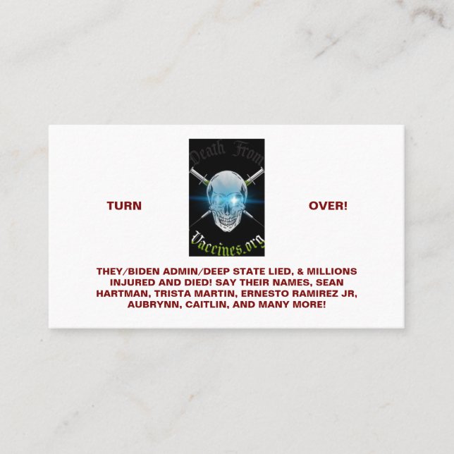 Death From Vaccines Standard Business Card (Front)