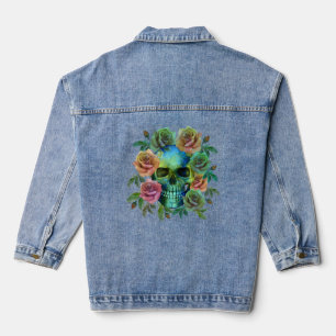 DEATH GREEN SKULL WITH FLOWERS DENIM JACKET