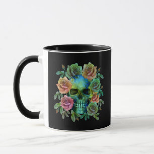 DEATH GREEN SKULL WITH FLOWERS MUG